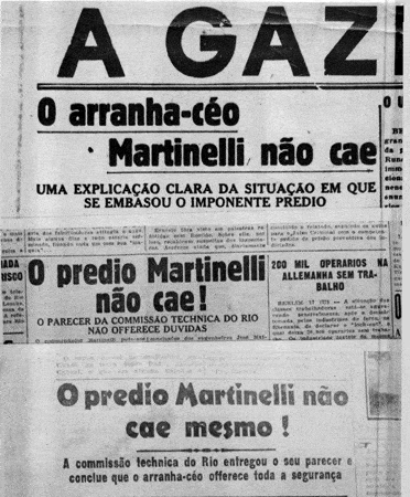 Edifício Martinelli na capa do jornal A Gazeta.