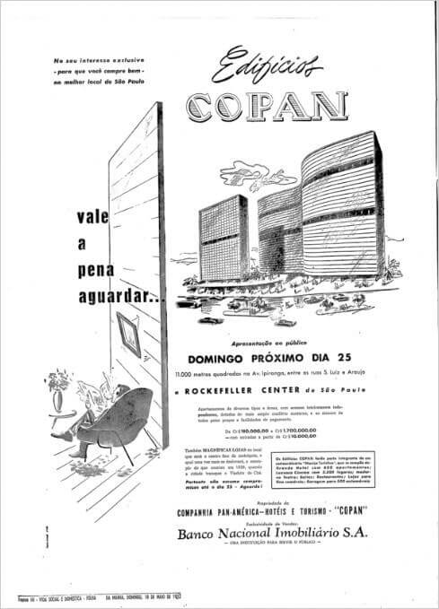 Anúncio antigo do Edifício Copan, o Rockefeller Center de São Paulo