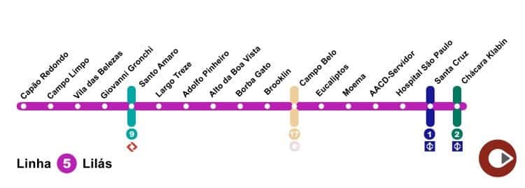 mapa do metro sp 2021 2022  - linha lilás