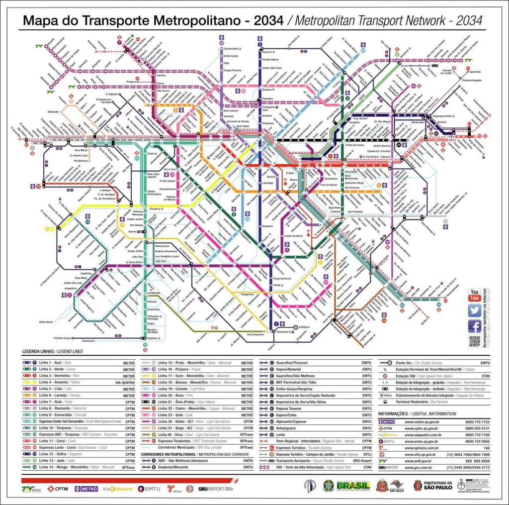 mapa metrô em 2034