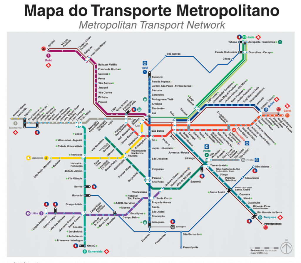 mapa do metrô de São Paulo