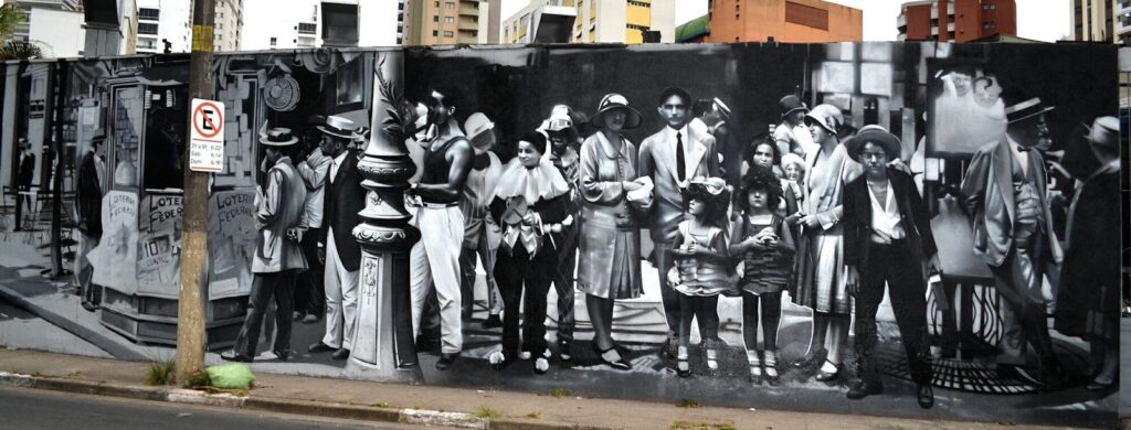 Mural Muro das Memórias em São Paulo. 