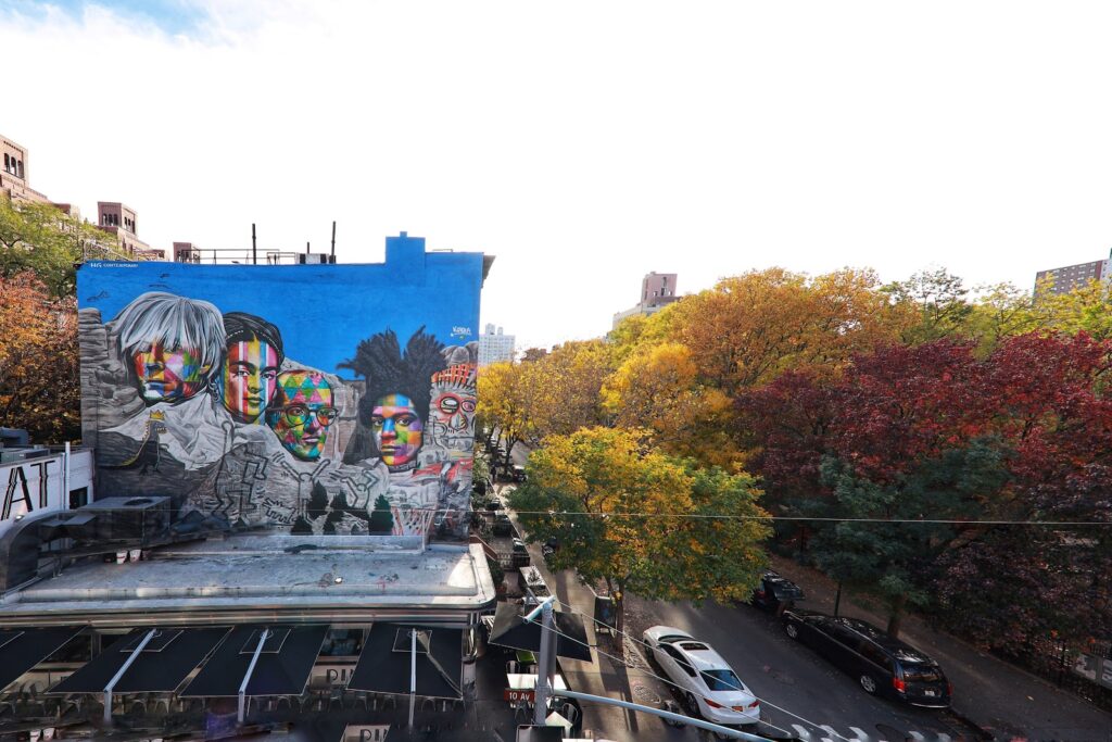 Painel Monte Rushmore, um tributo aos quatro presidentes do Estados Unidos que estão representados no monte Rushmore, em Keystone, além dos artistas que inspiram Kobra até os dias de hoje: Andy Warhol, Frida Kahlo, Keith Haring e Jean-Michel Basquiat, respectivamente.