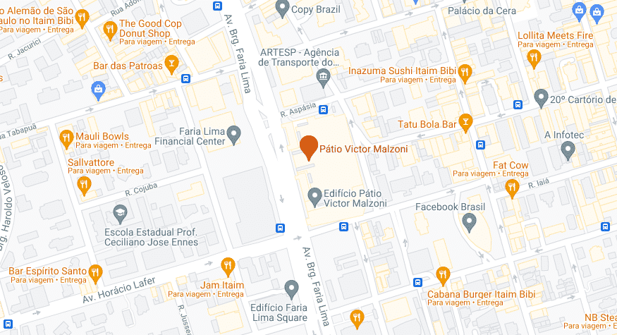 Mapa com a localização do Prédio Victor Malzoni, sede do Google.