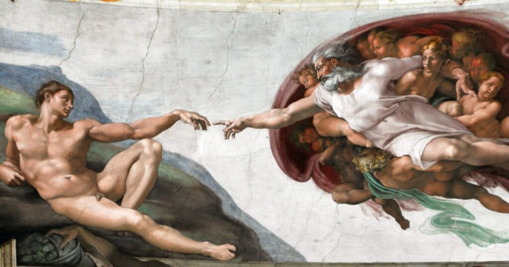 Arte renascentista retratando Deus próximo do ser humano.