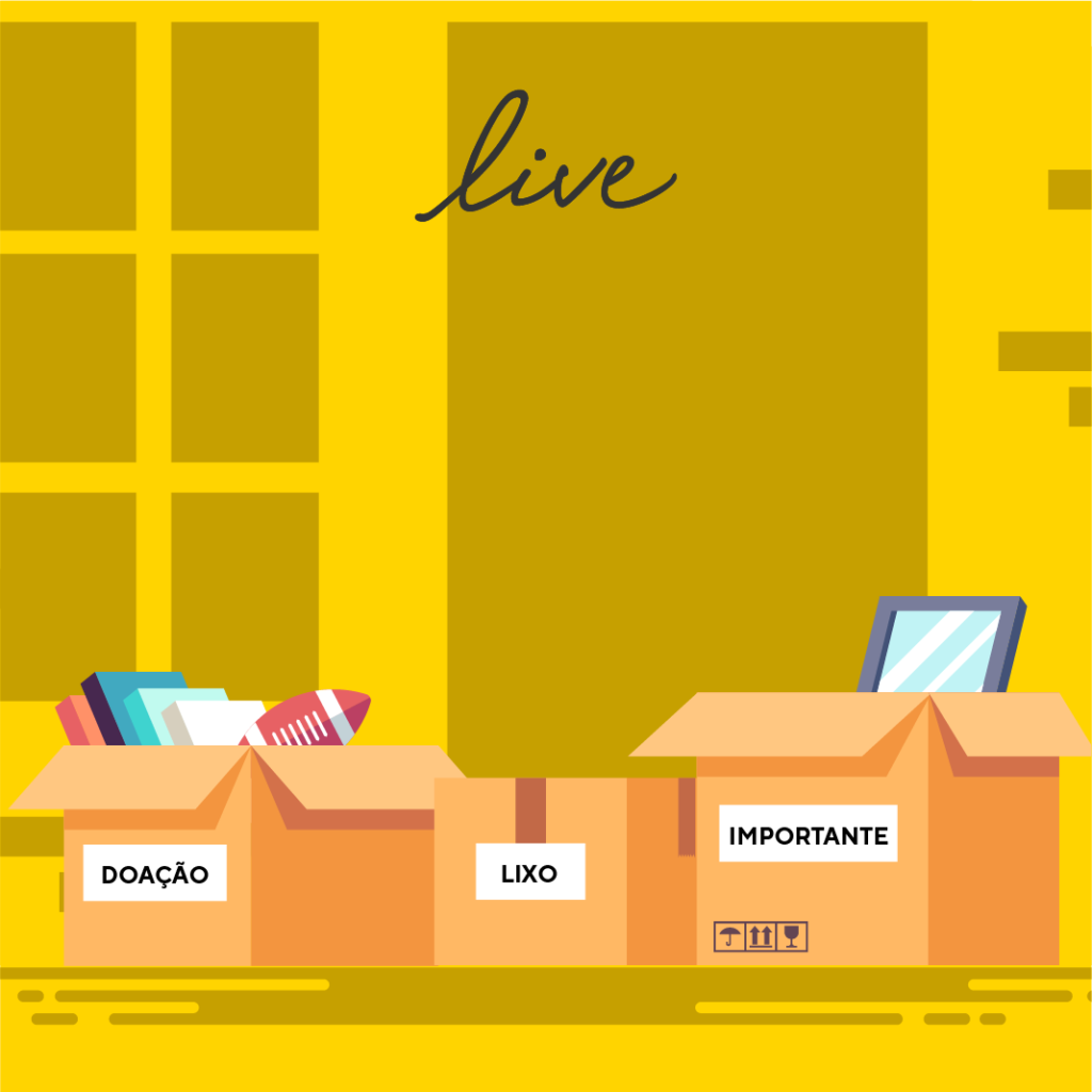 As caixas de organização te ajudam a setorizar os objetos que você levará para casa nova durante a mudança com o objetivo de morar sozinho.