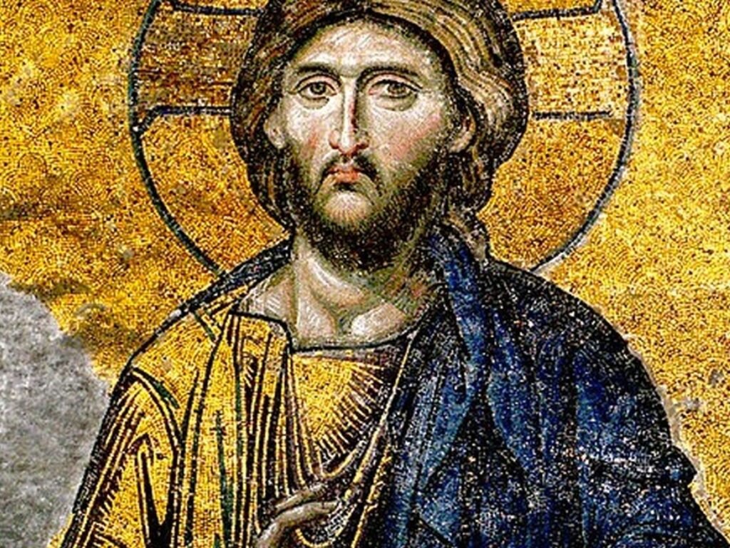 Imagem de Cristo Pantocrator em mosaicos.