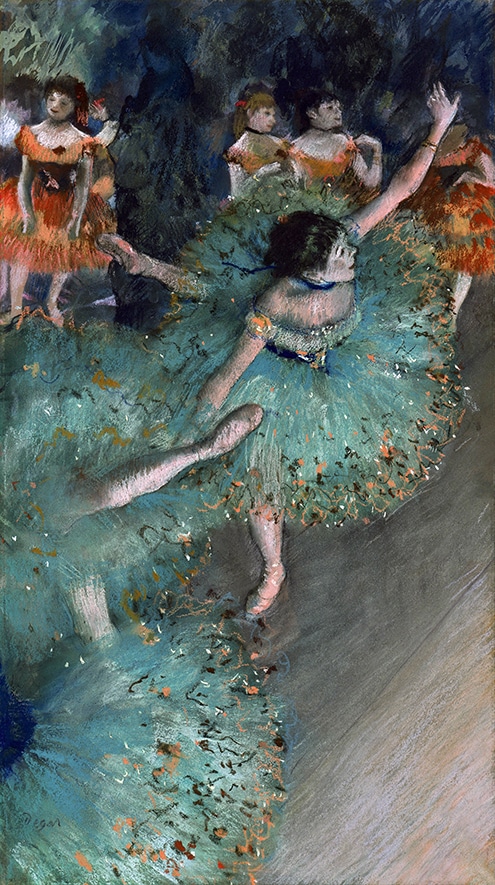 Pintura feita por Degas "Bailarinas no Palco".