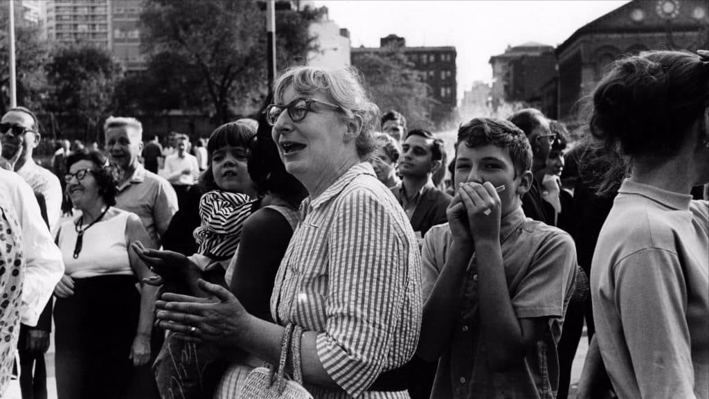 Jane Jacobs em manifestação em Nova Iorque.